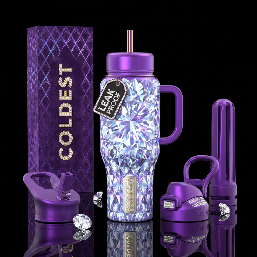 Purple Diamond Dreams water bottle design