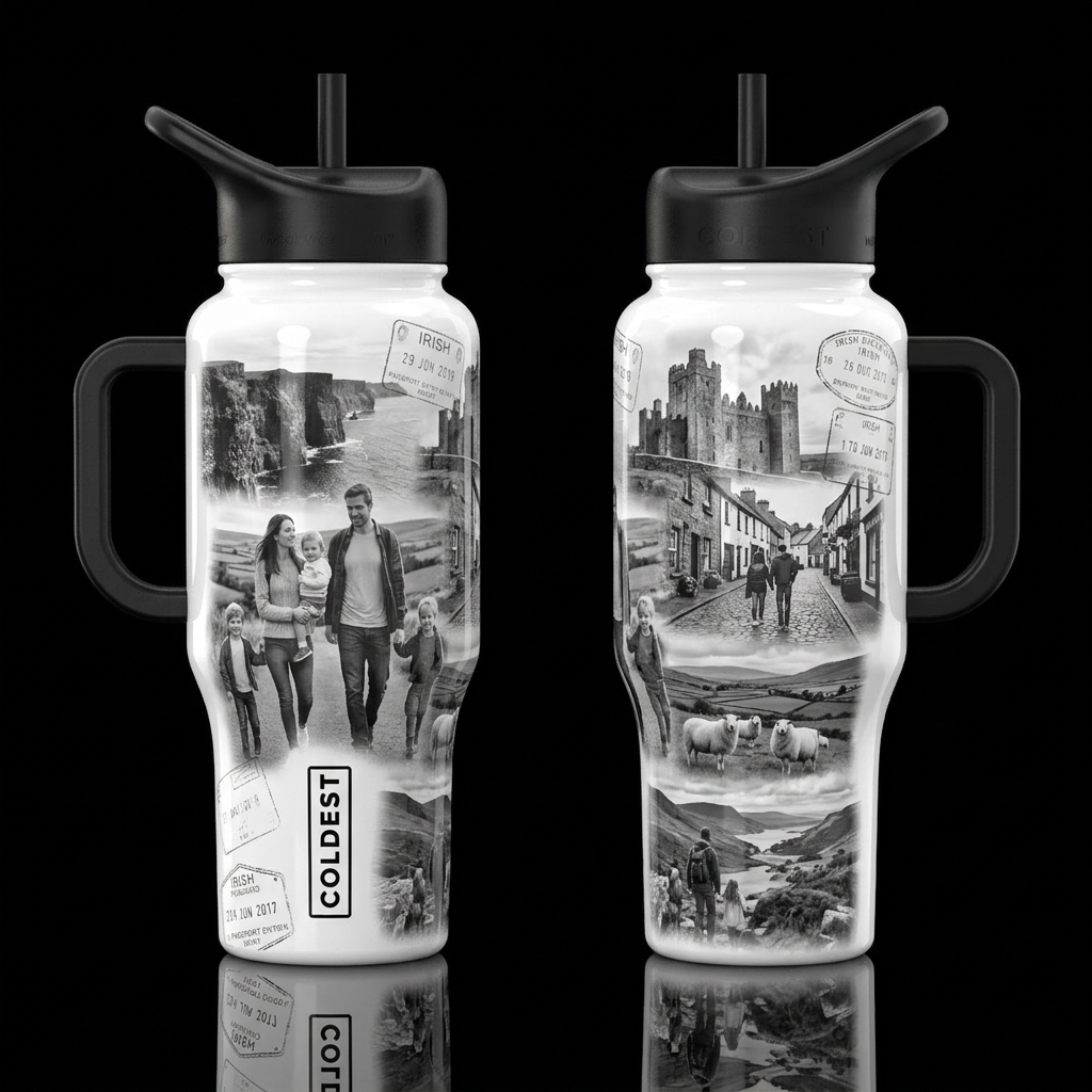Passport to Ireland water bottle design