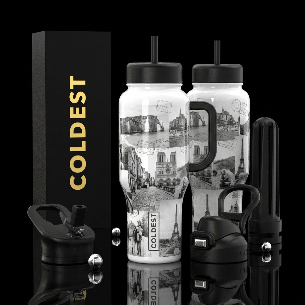 Passport to France water bottle design