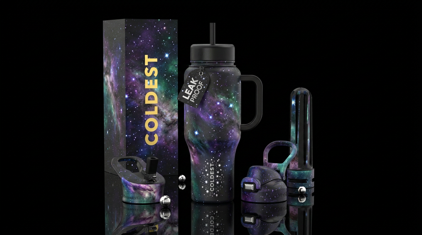 Stardust nebula water bottle design