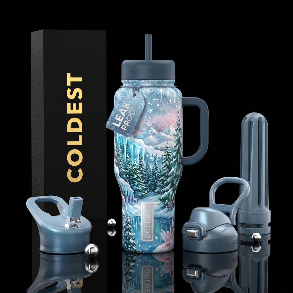 Winter wonderland water bottle design
