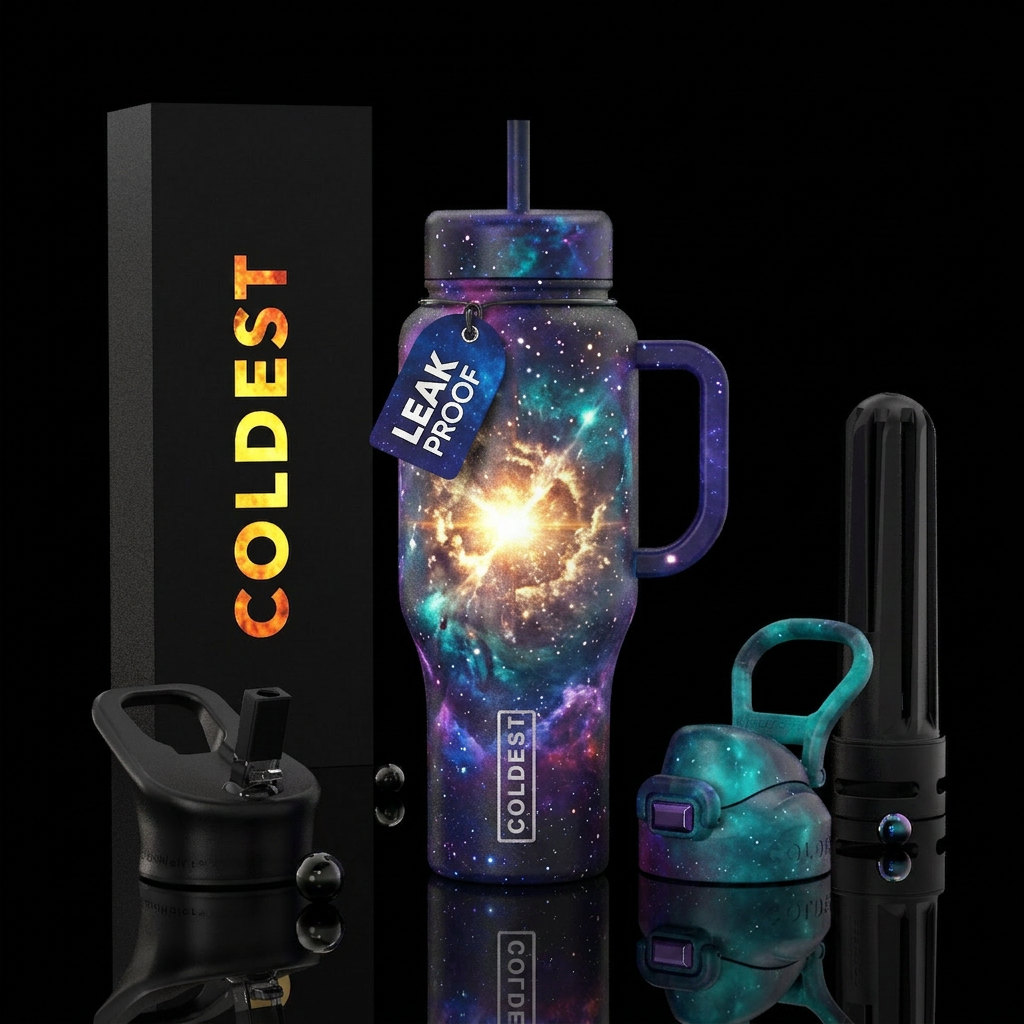 exploding star in the universe water bottle design