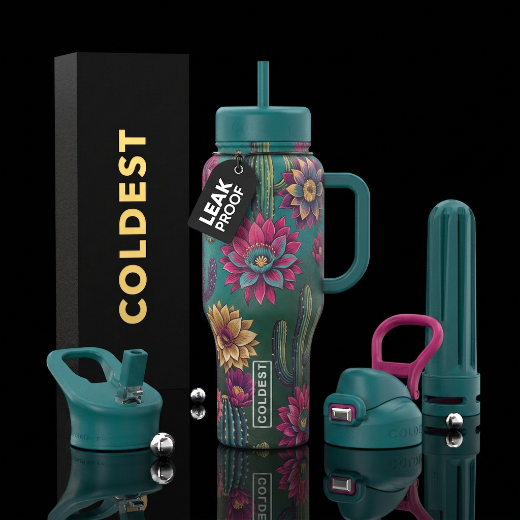cactus blossom water bottle design