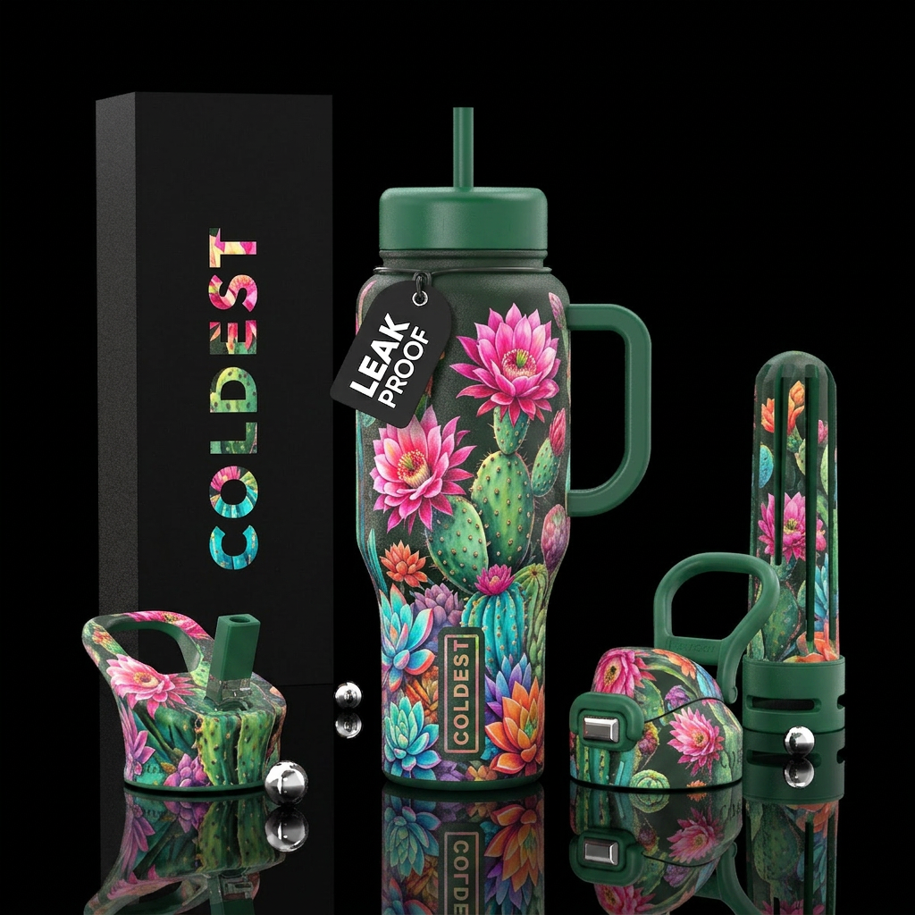 cactus blossom water bottle design