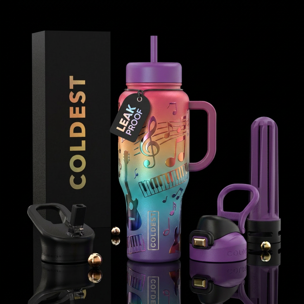 music inspired on a ombre themed bottle water bottle design