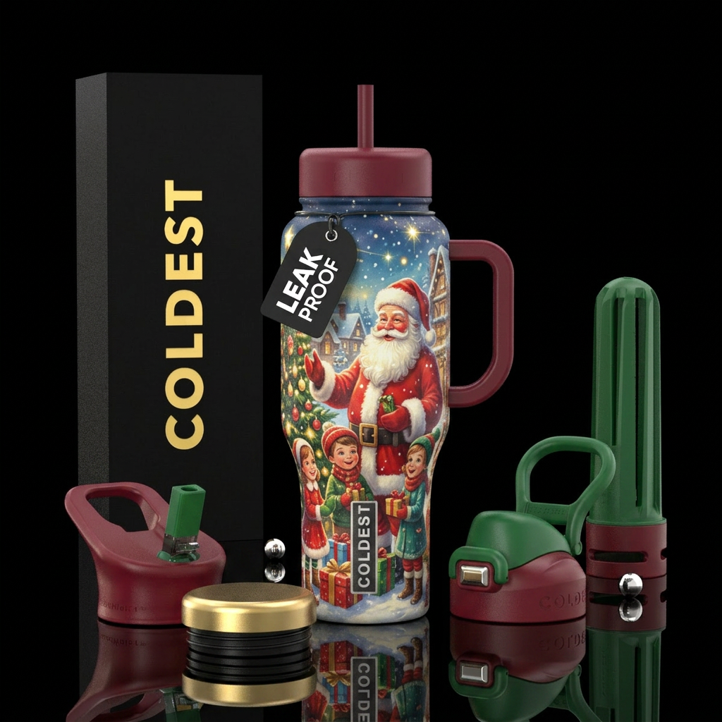 Christmas with Santa. And children water bottle design