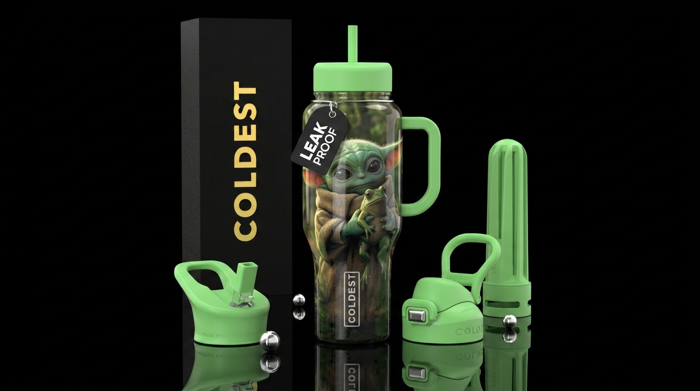Baby yoda water bottle design