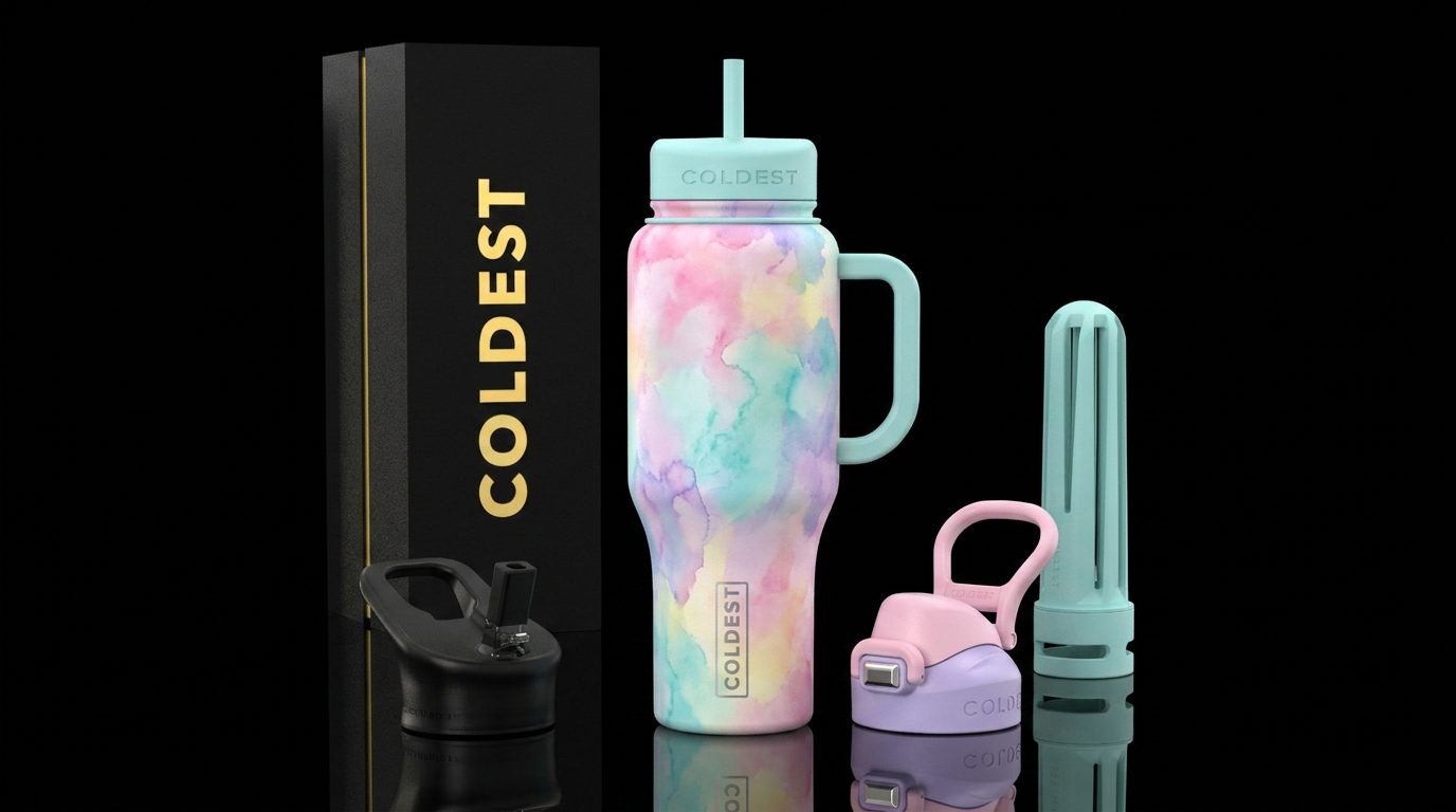 pastel watercolor water bottle design
