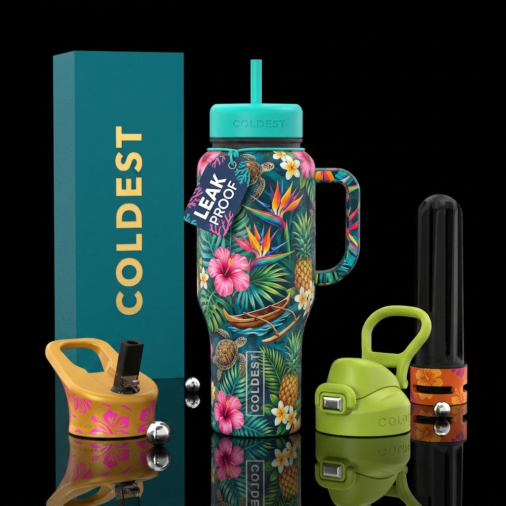 Hawaiian vibes water bottle design