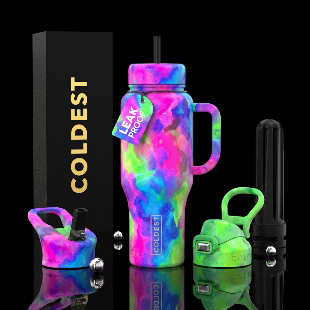 neon watercolors water bottle design
