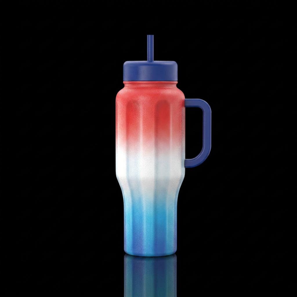 red, white and blue ombre popsicle vibes water bottle design