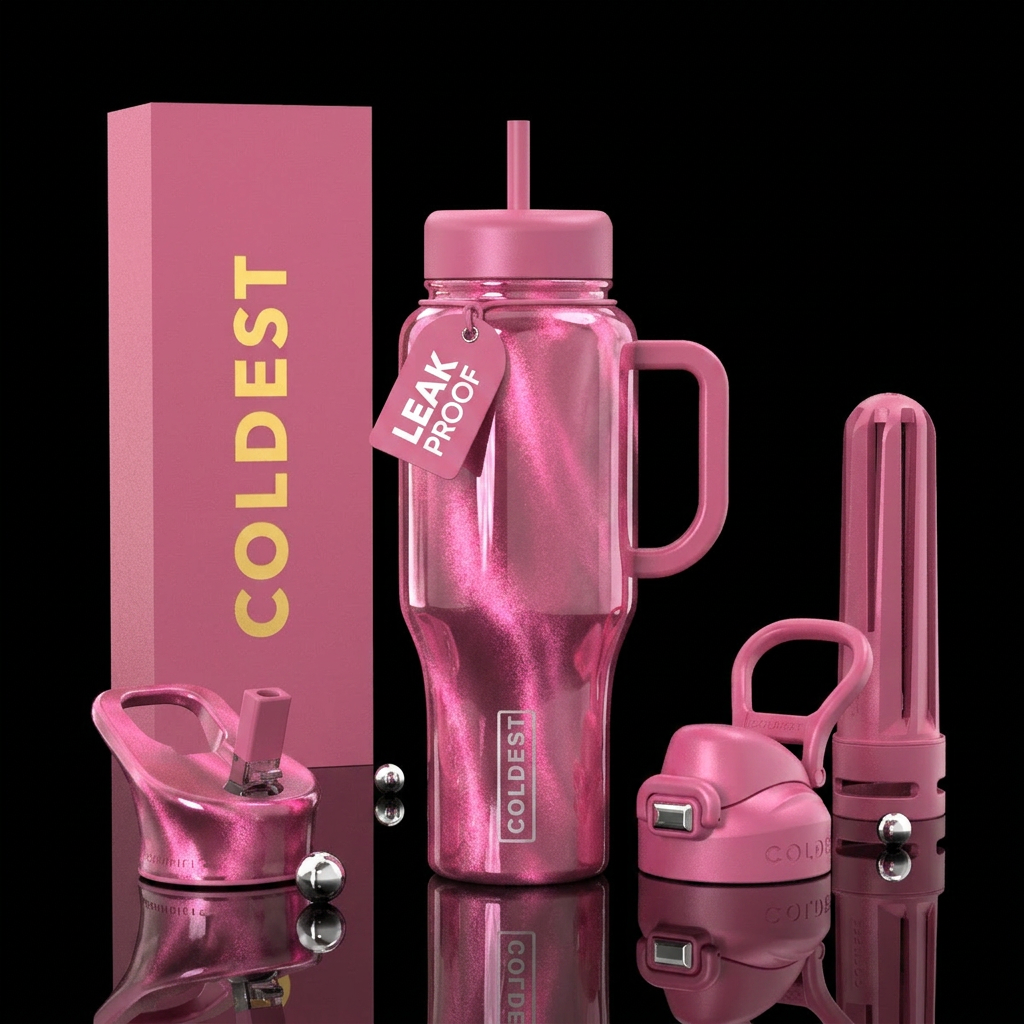 Pink cateye water bottle design