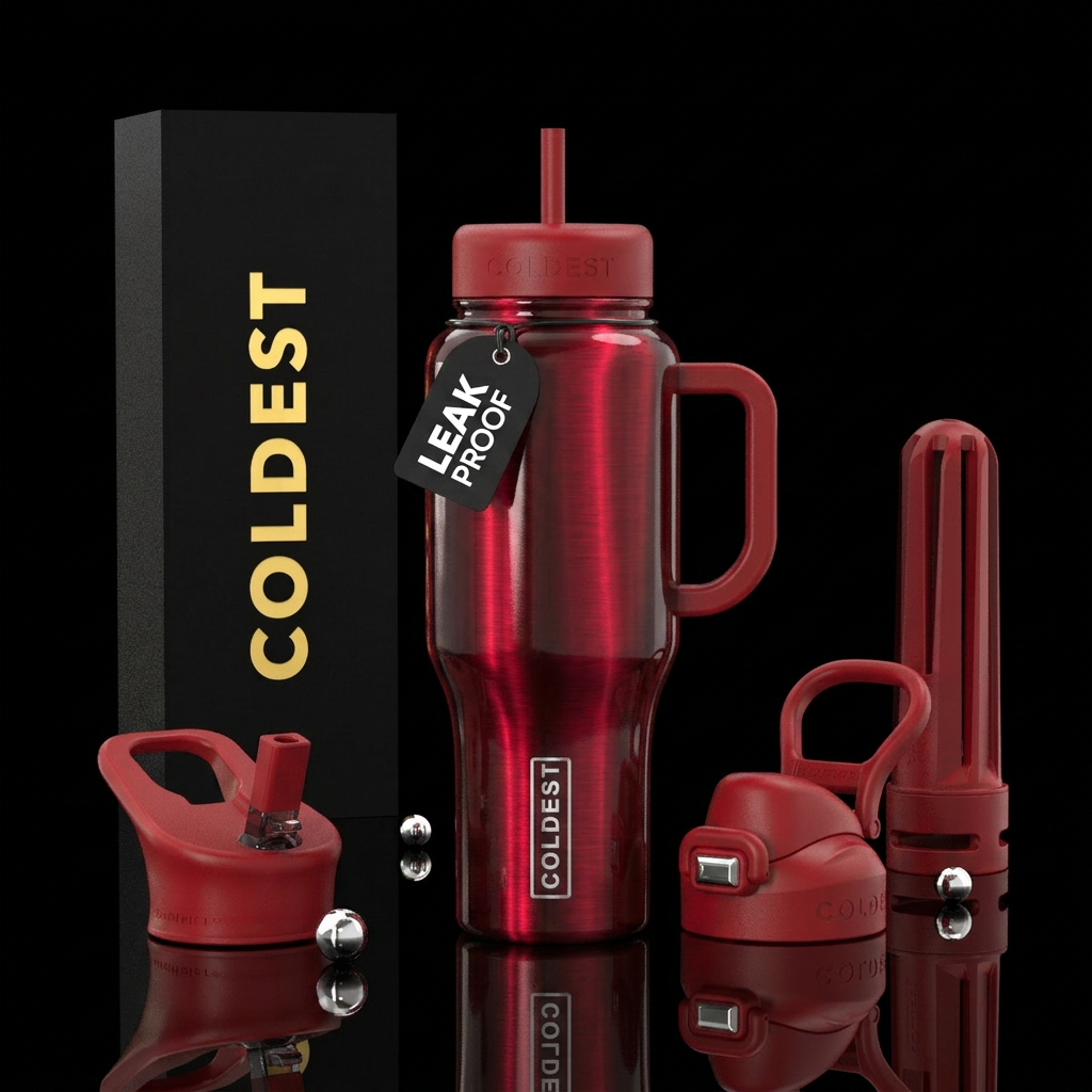 Red cateye water bottle design