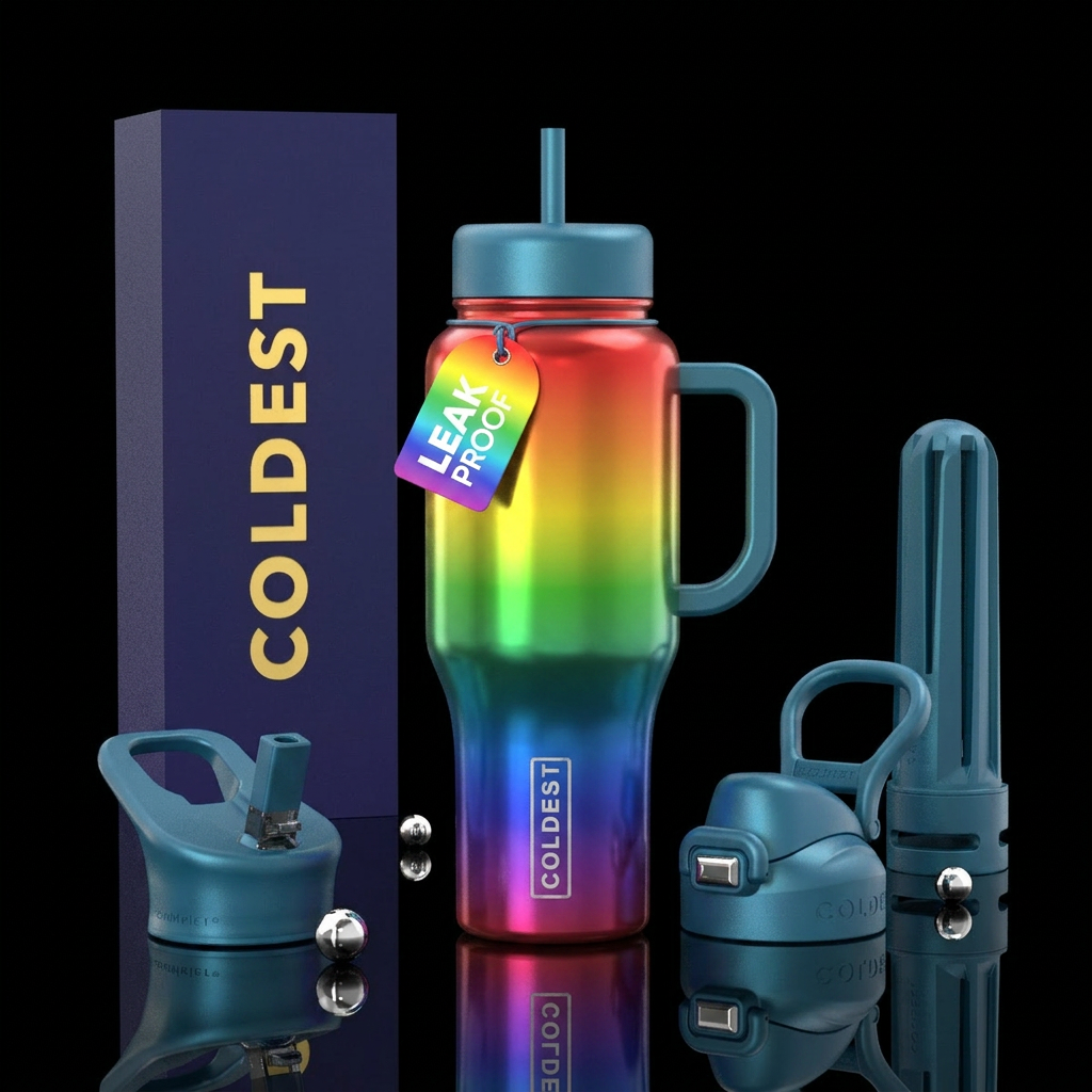 Rainbow colors water bottle design