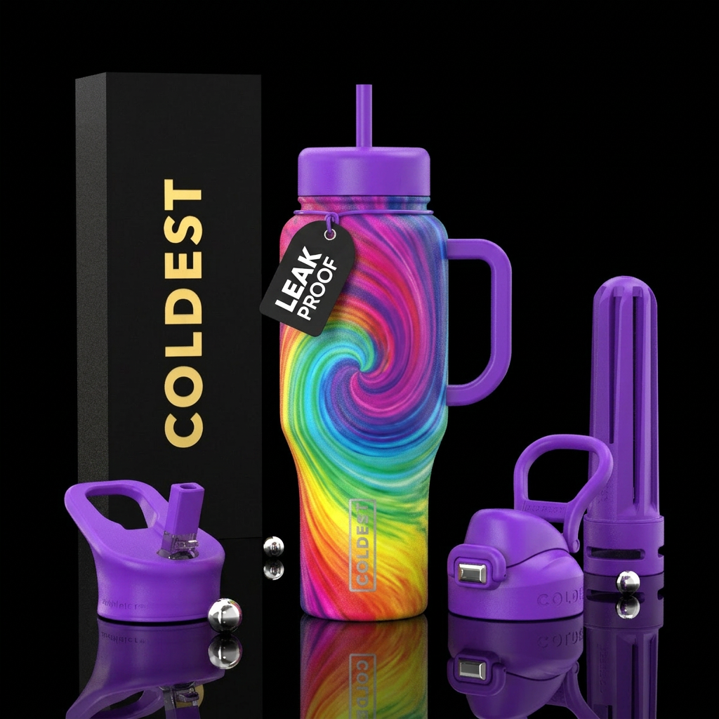 rainbow swirl water bottle design
