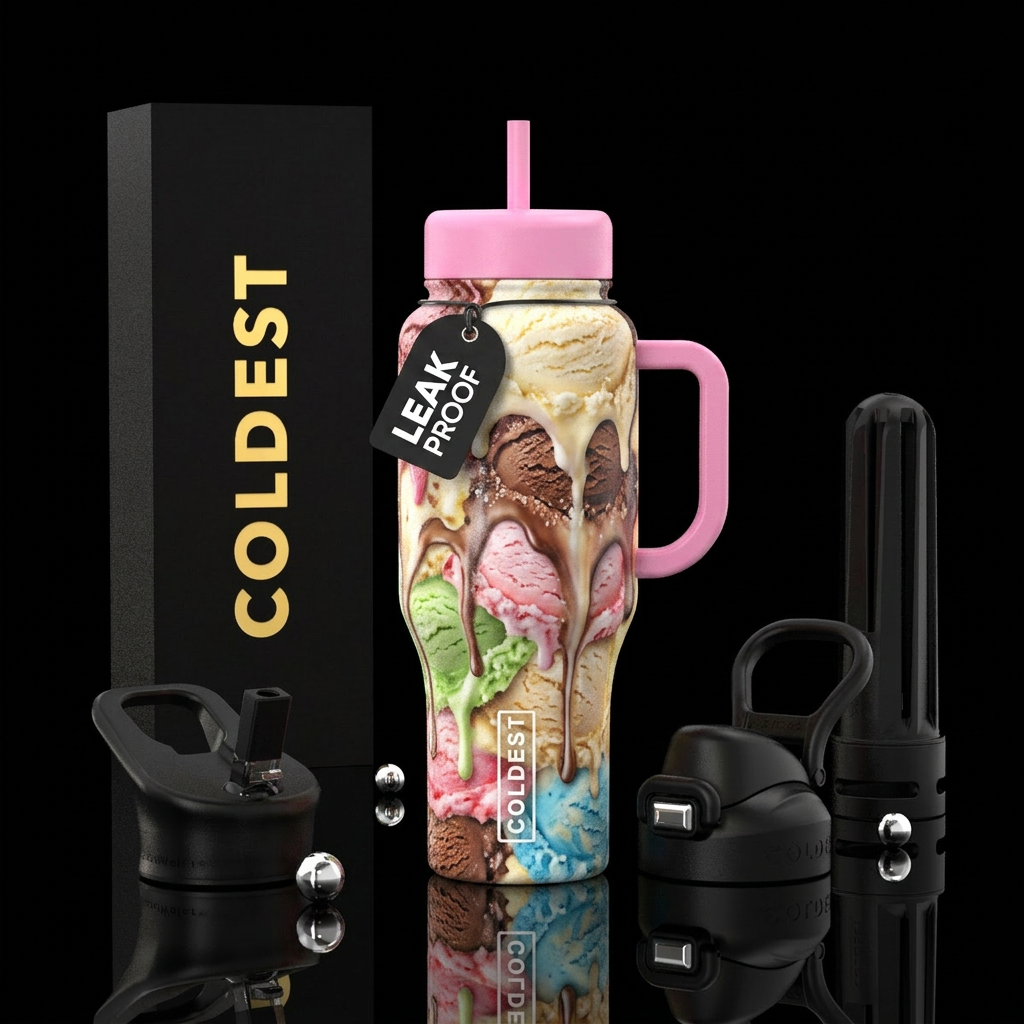 ice cream dripping water bottle design
