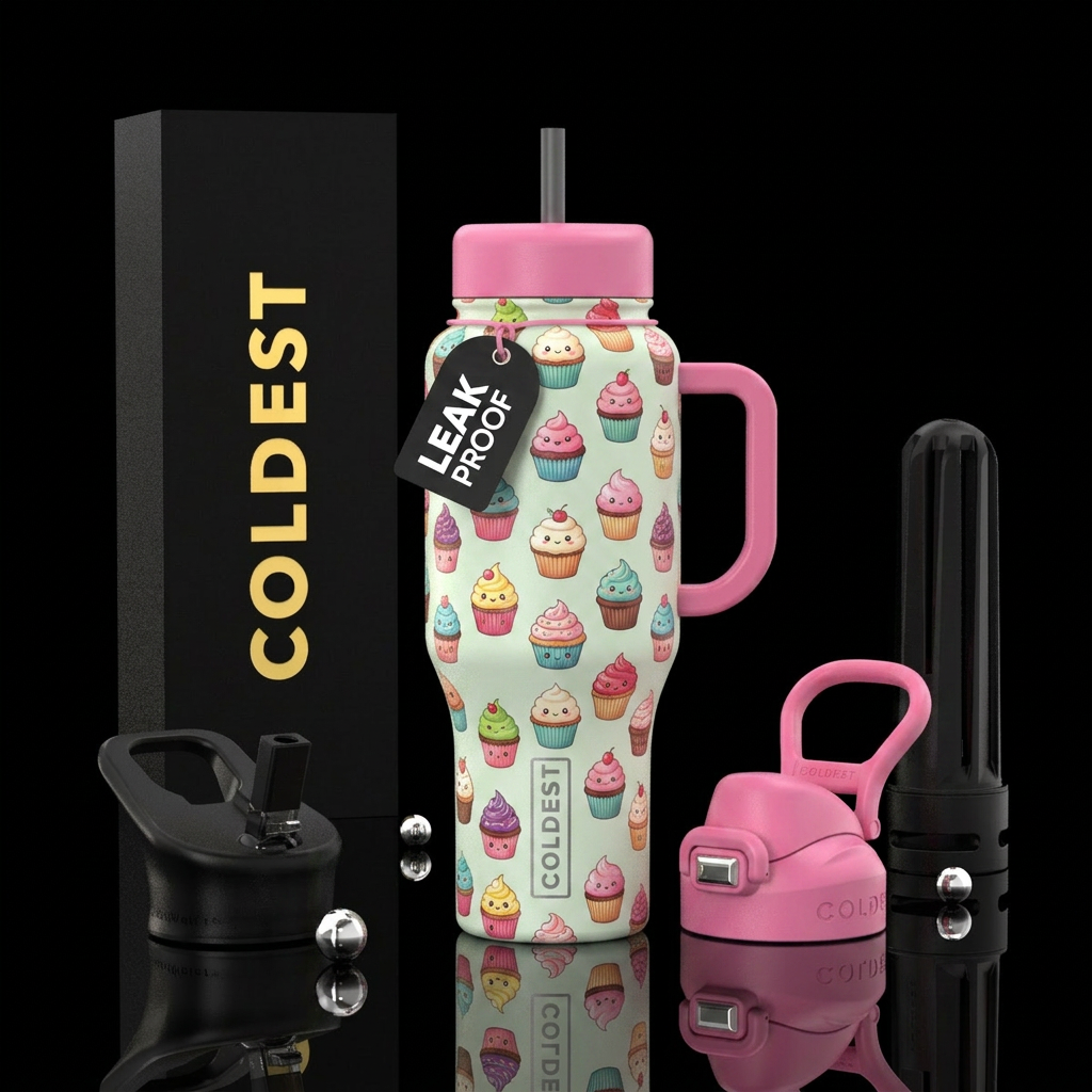 Cutie cupcakes water bottle design