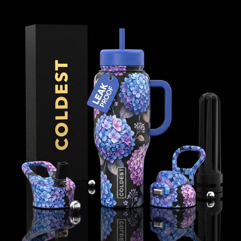 Hydrangeas water bottle design