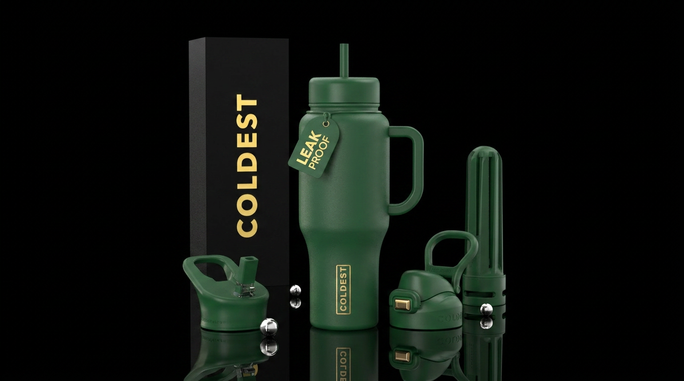 Forest green water bottle design
