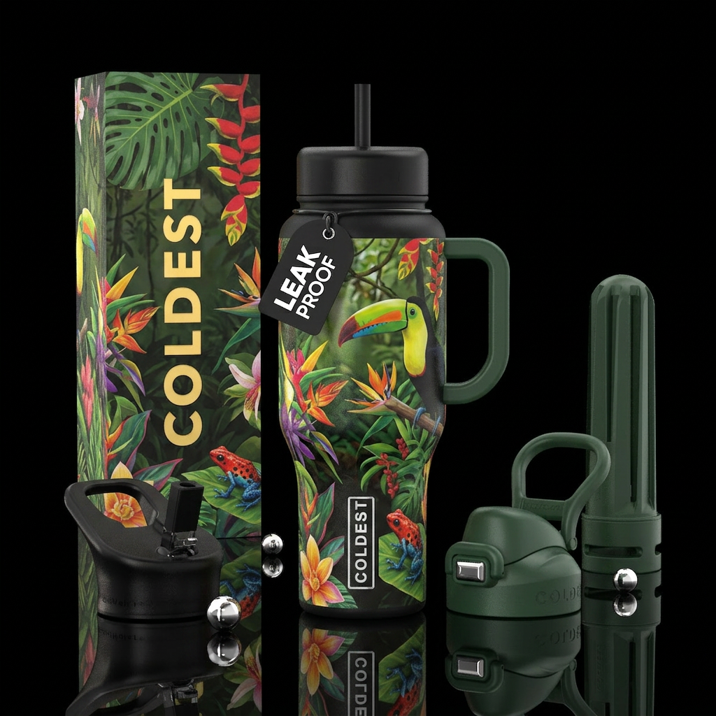 Costa Rican rainforest water bottle design