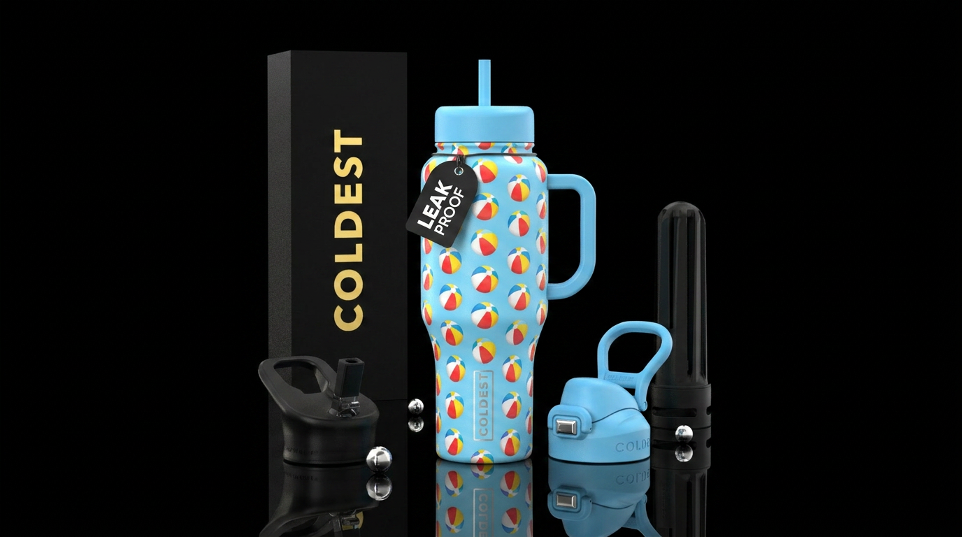 Beach balls water bottle design
