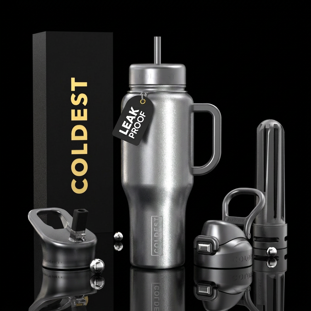 Silver cateye water bottle design