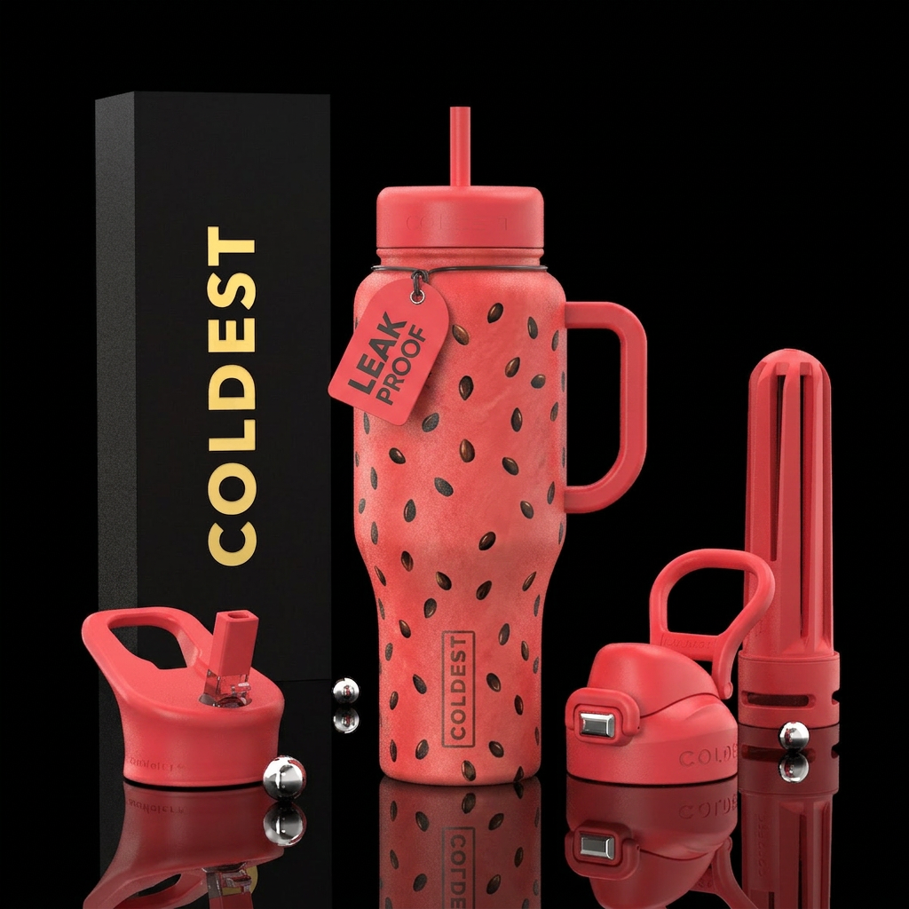 Watermelon seeds water bottle design