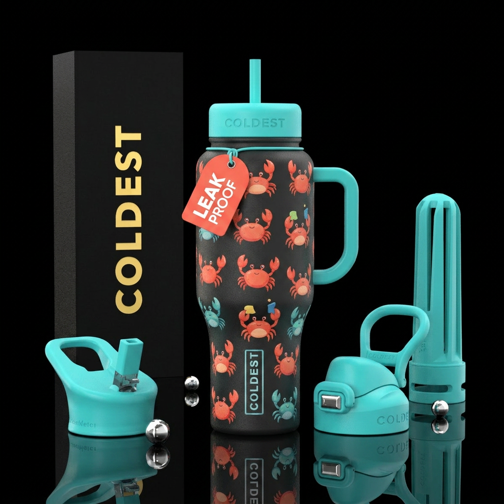 Little cutie crabs water bottle design