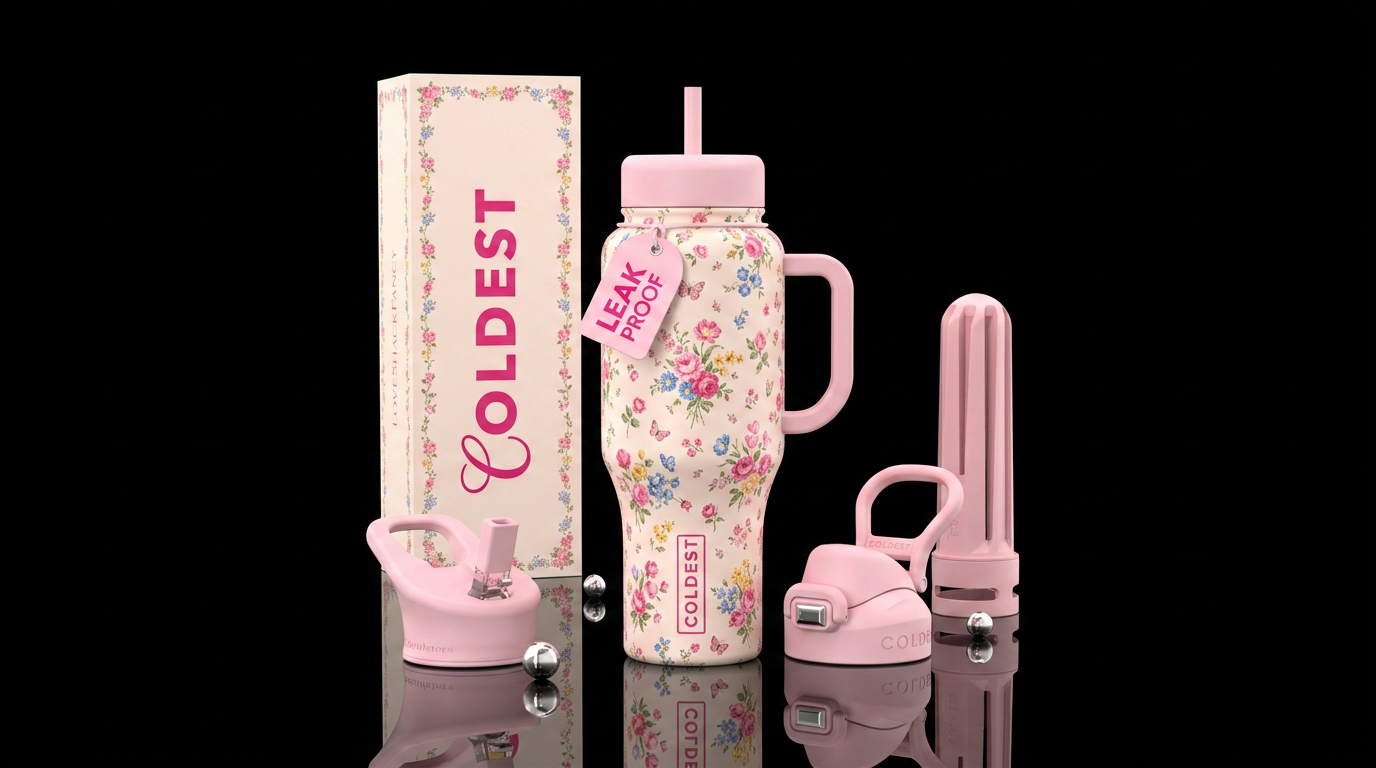 Love shack fancy vibes water bottle design