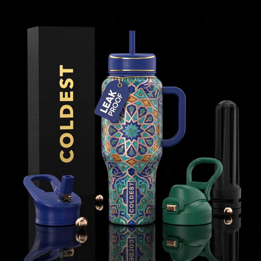 Arabesque tiles water bottle design