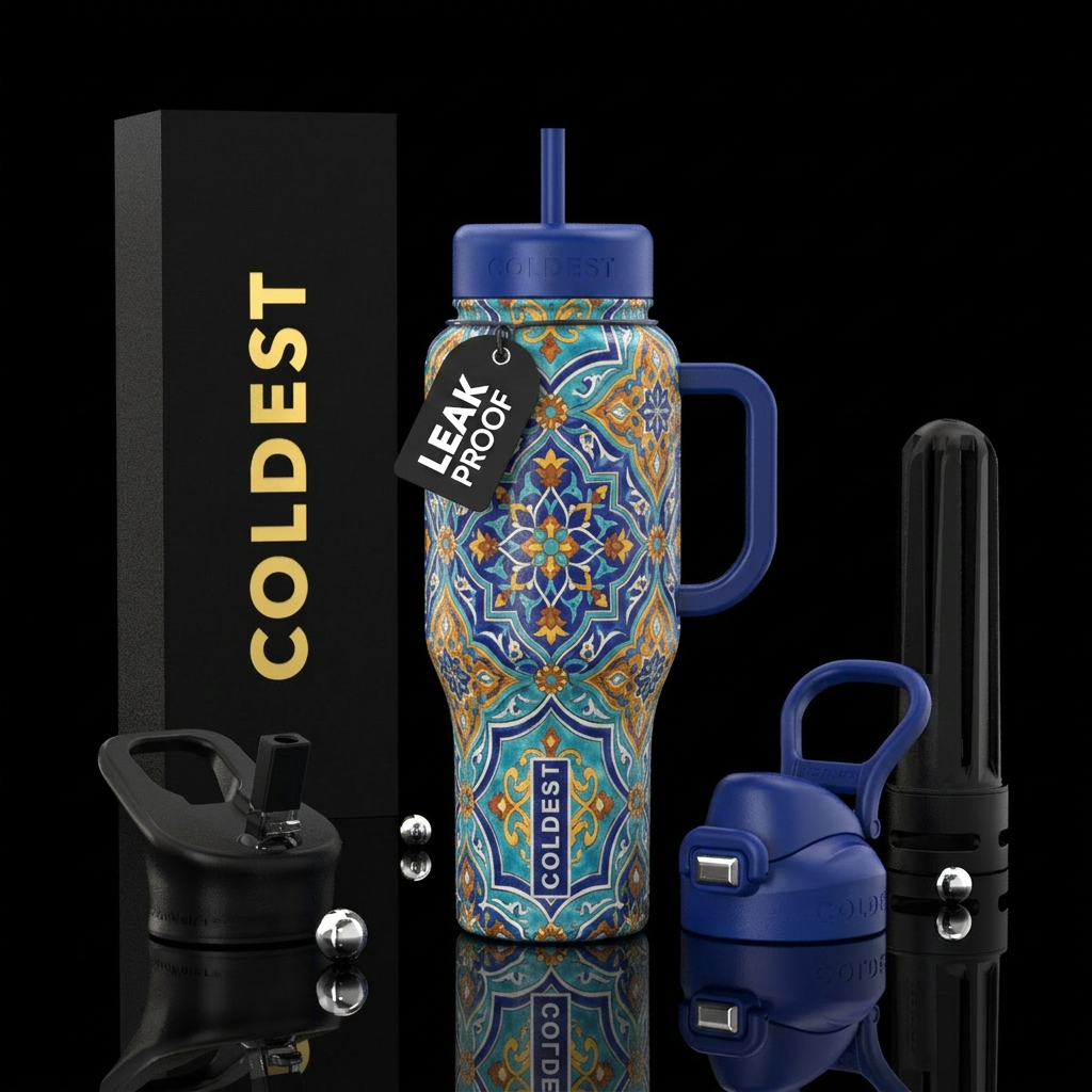 Arabesque tiles water bottle design