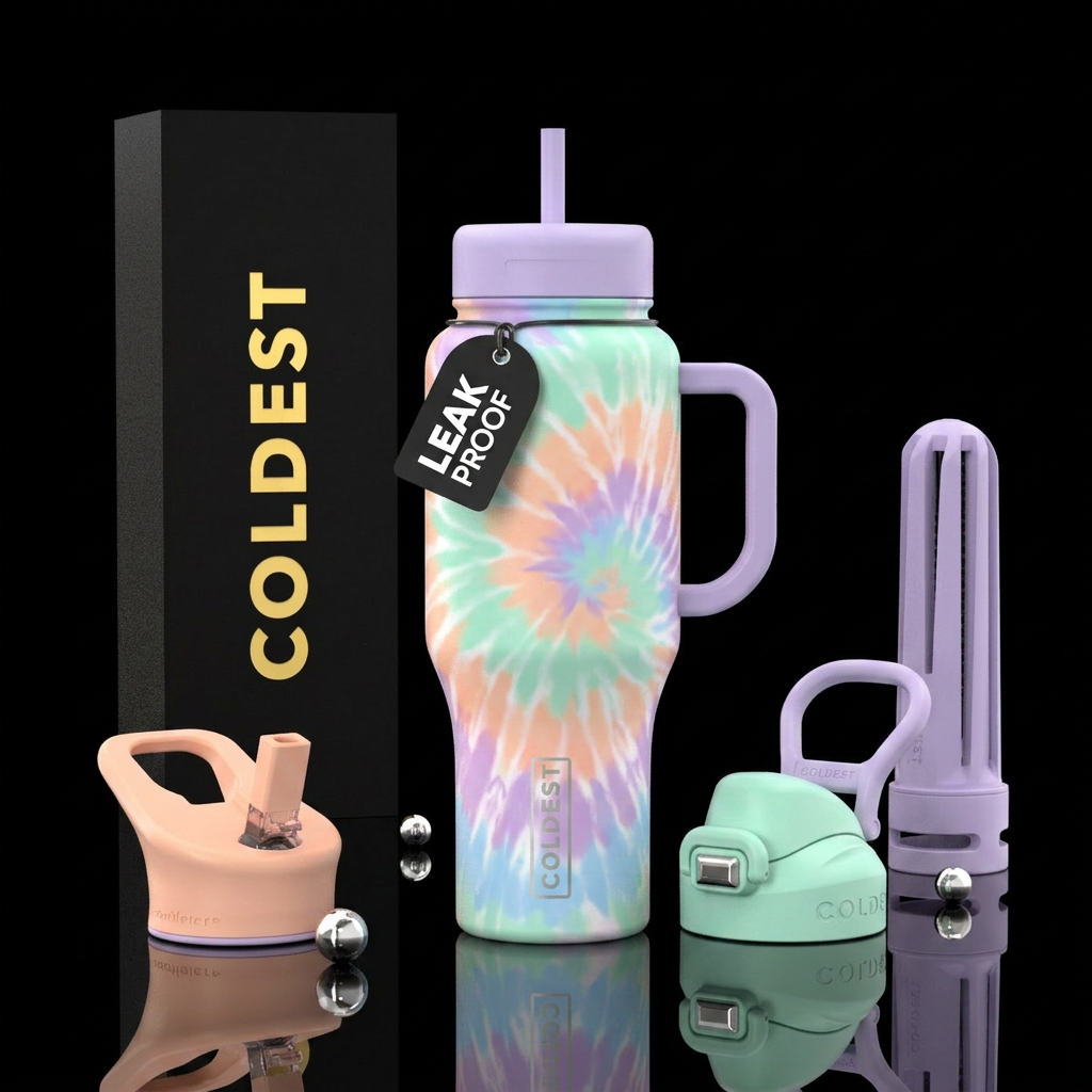 pastel tie dye water bottle design