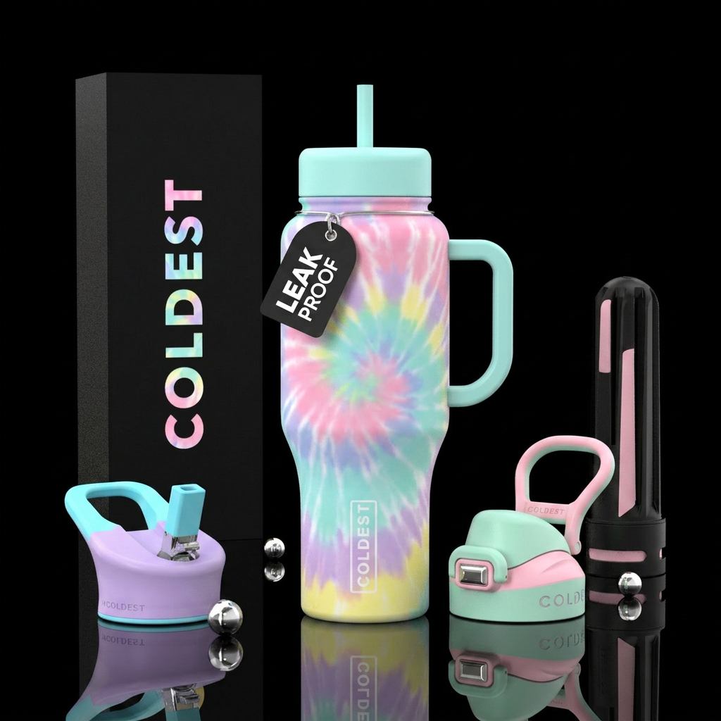 pastel tie dye water bottle design
