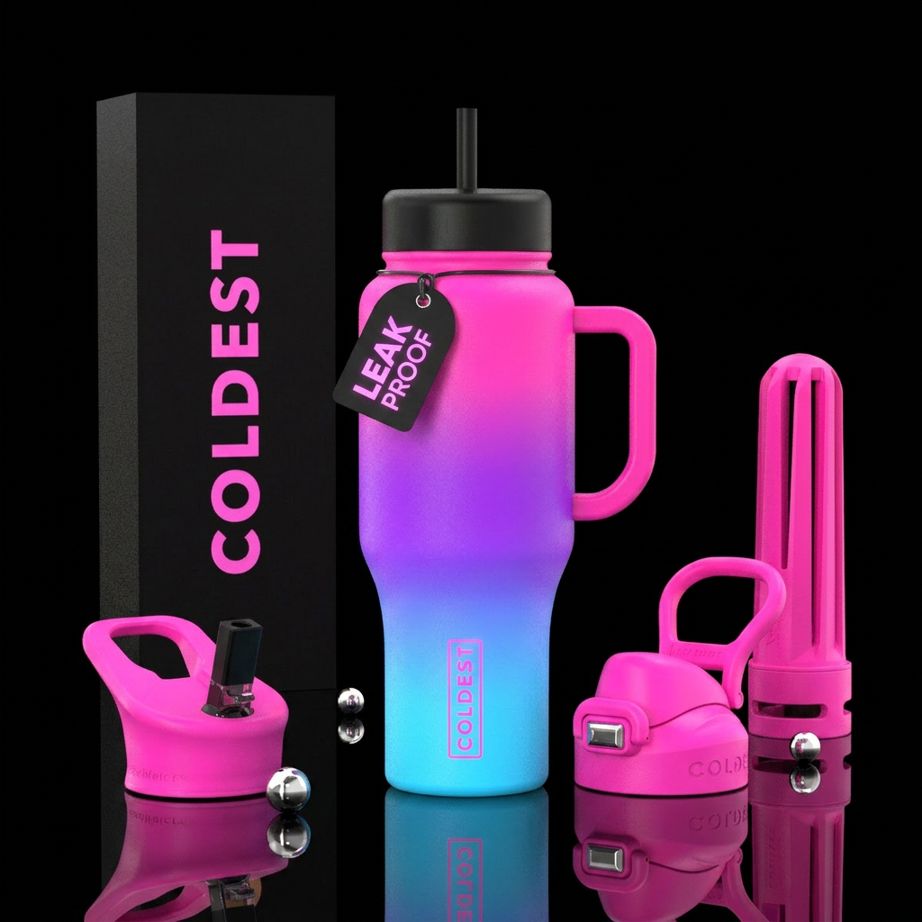 neon ombre water bottle design