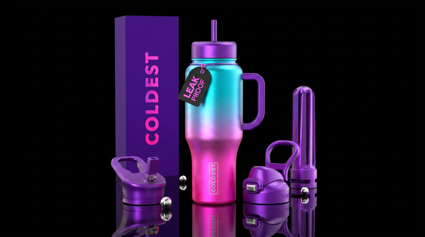 neon ombre water bottle design