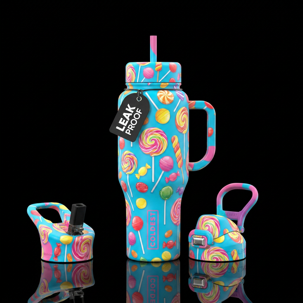 all the lollipops water bottle design