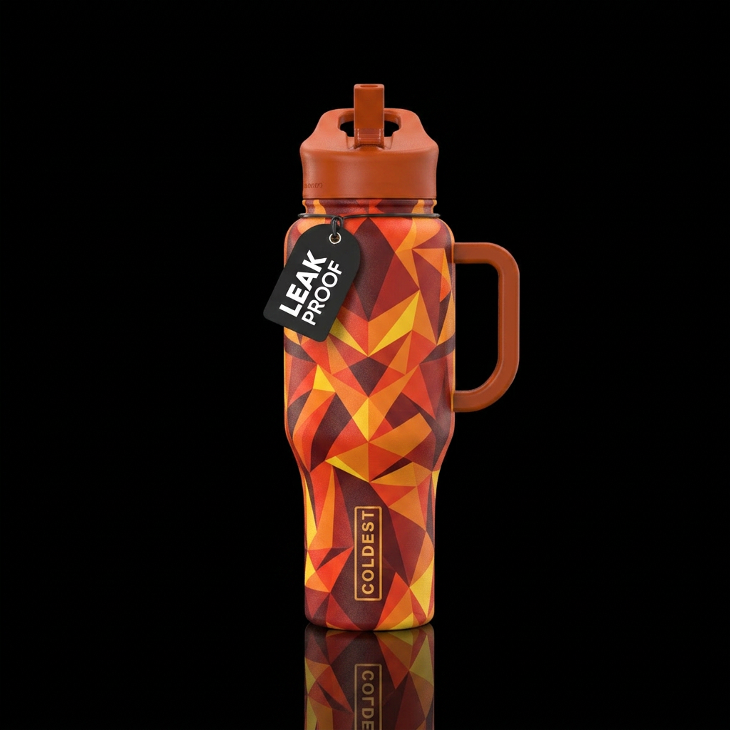 geometric fire water bottle design