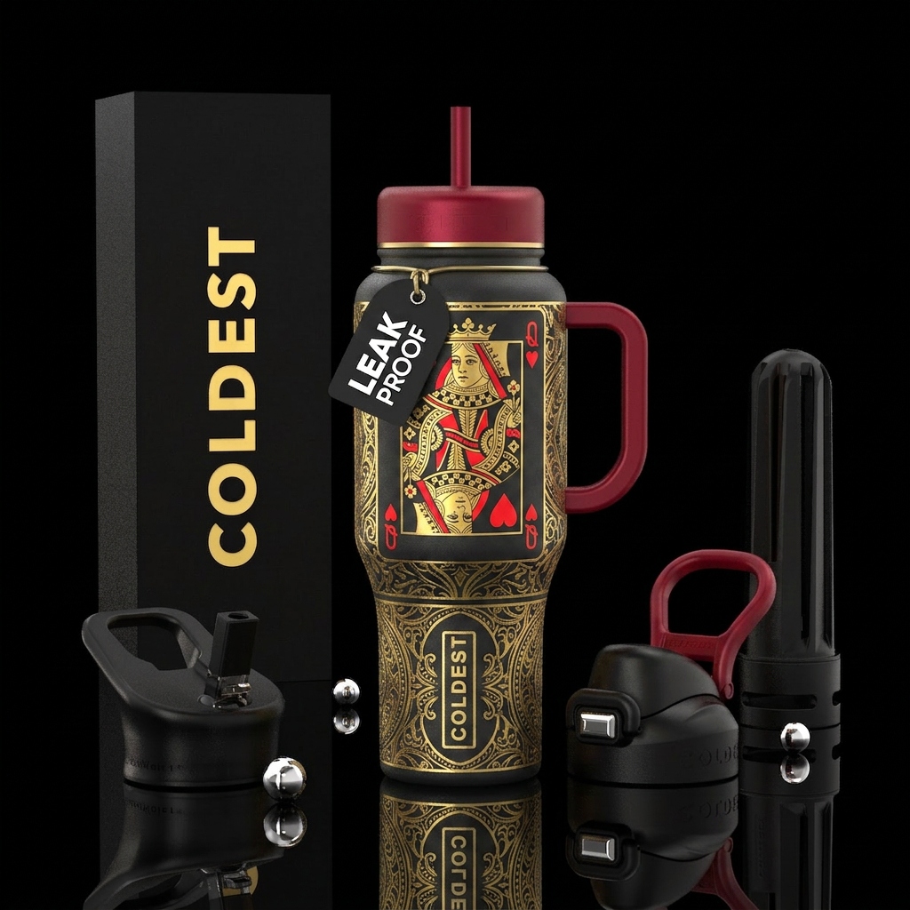 queen of hearts water bottle design