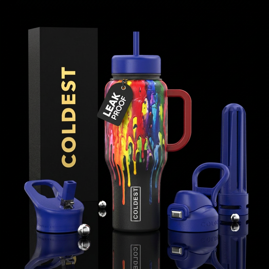 dripping crayons water bottle design