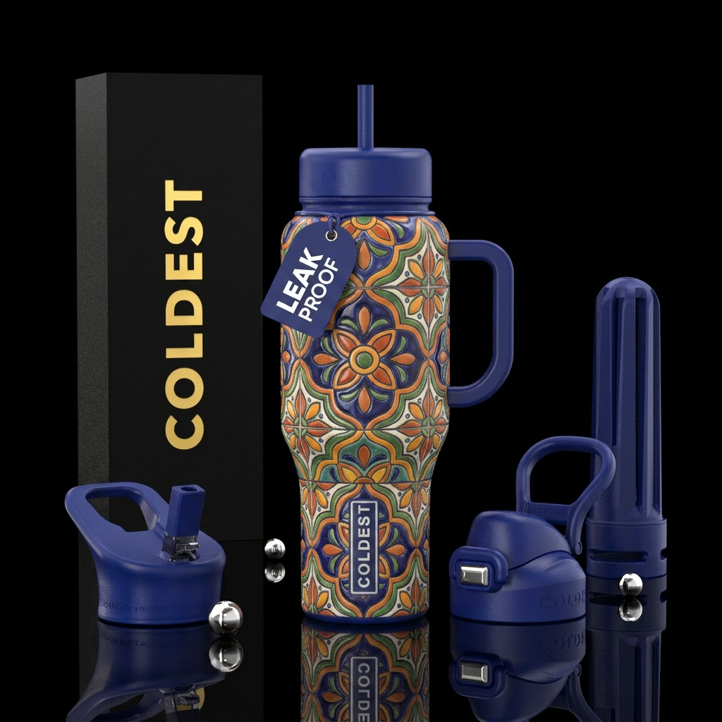 Montijo Talavera Mexican Tile water bottle design