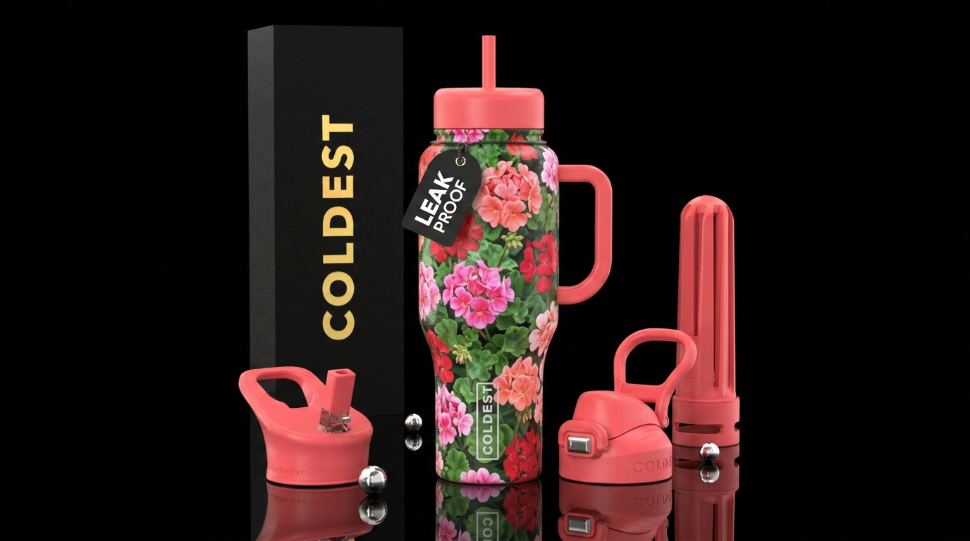 geraniums water bottle design