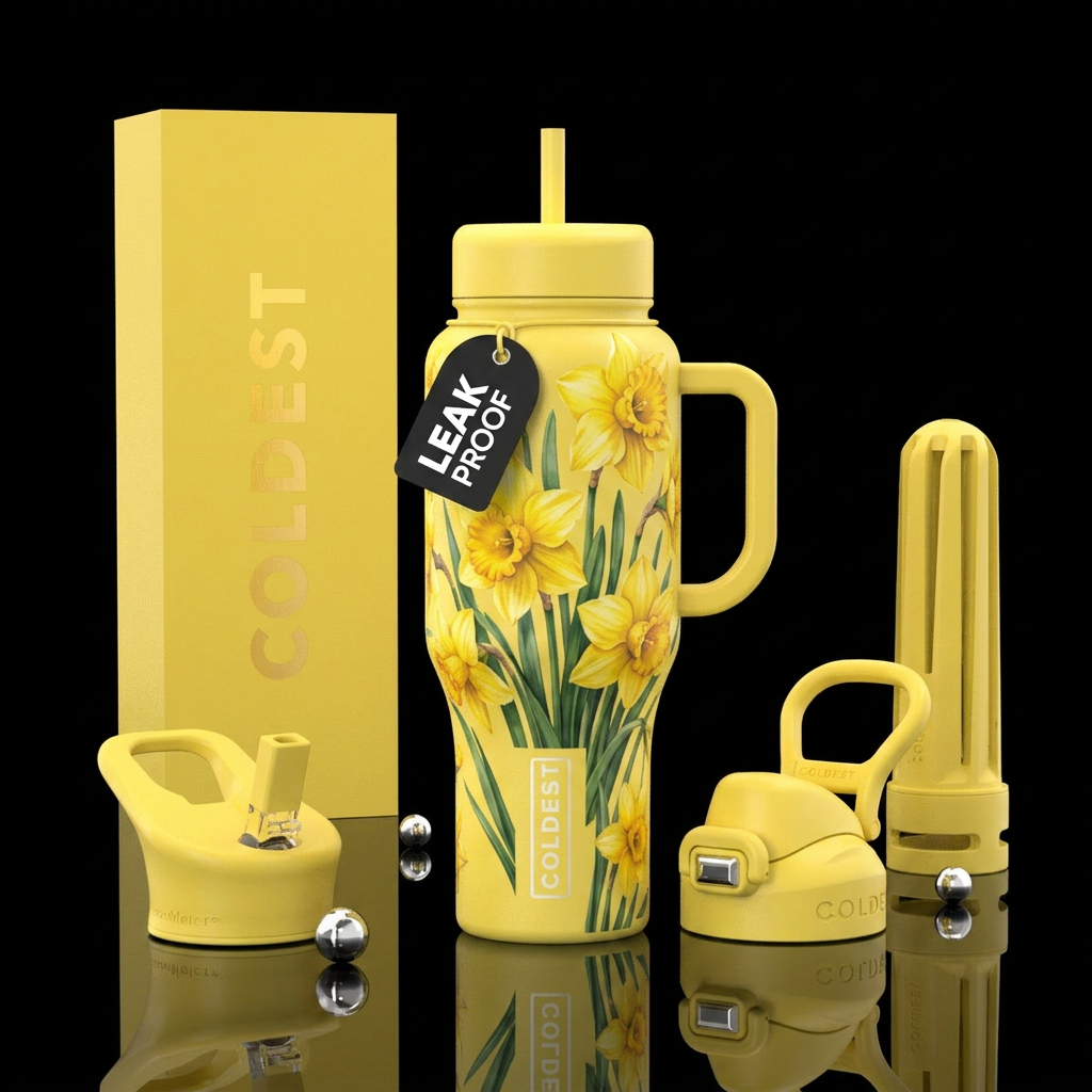 daffodils water bottle design