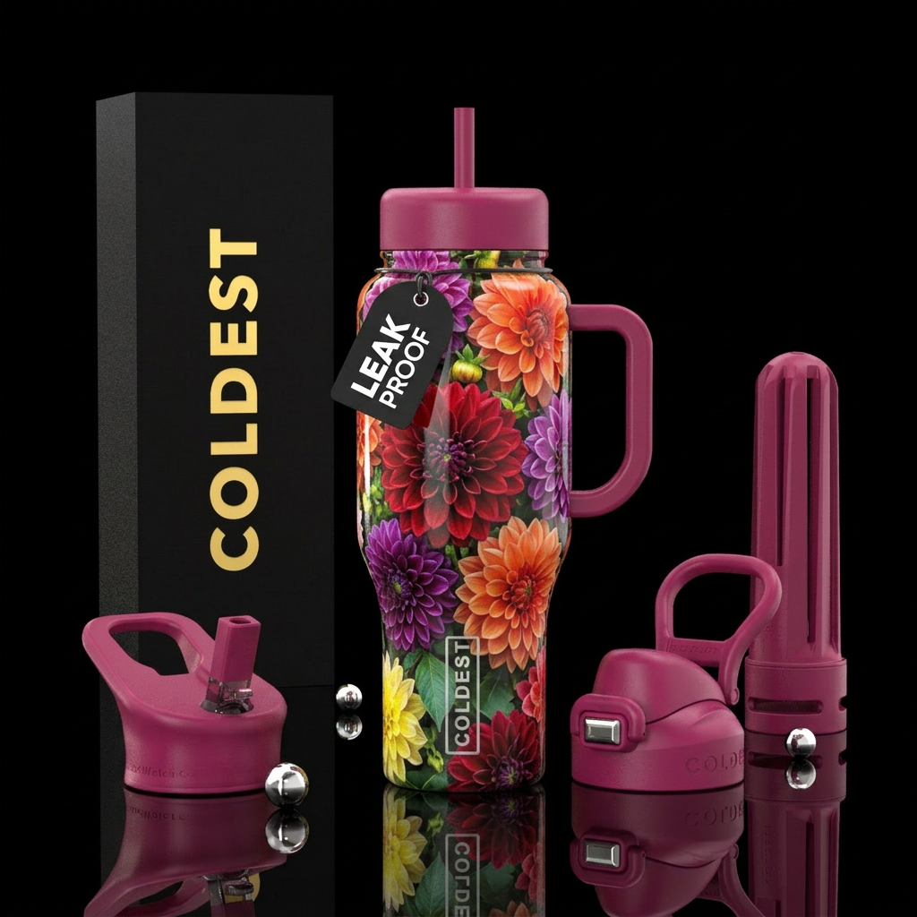 dahlias water bottle design
