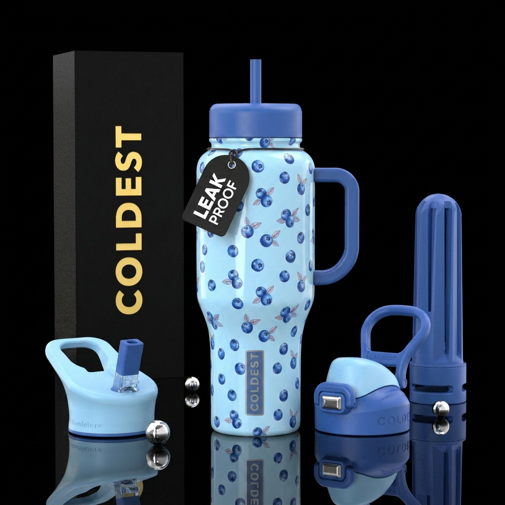 Blueberries water bottle design