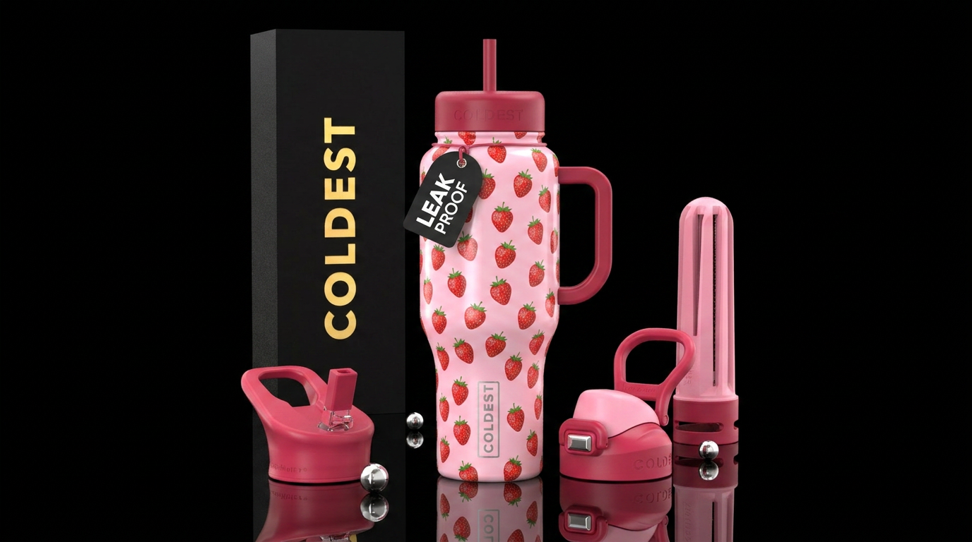 Strawberries water bottle design
