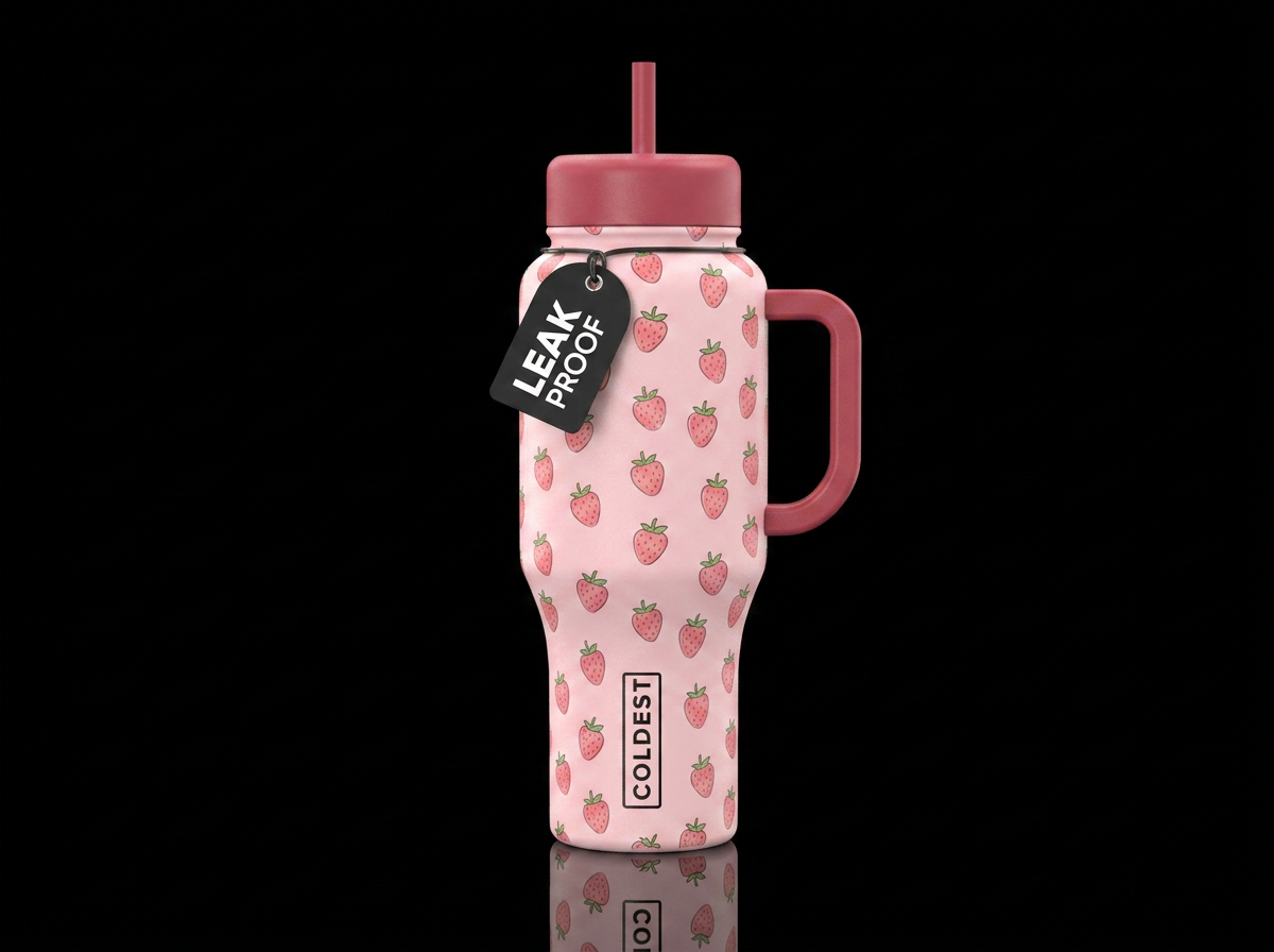 Strawberries water bottle design