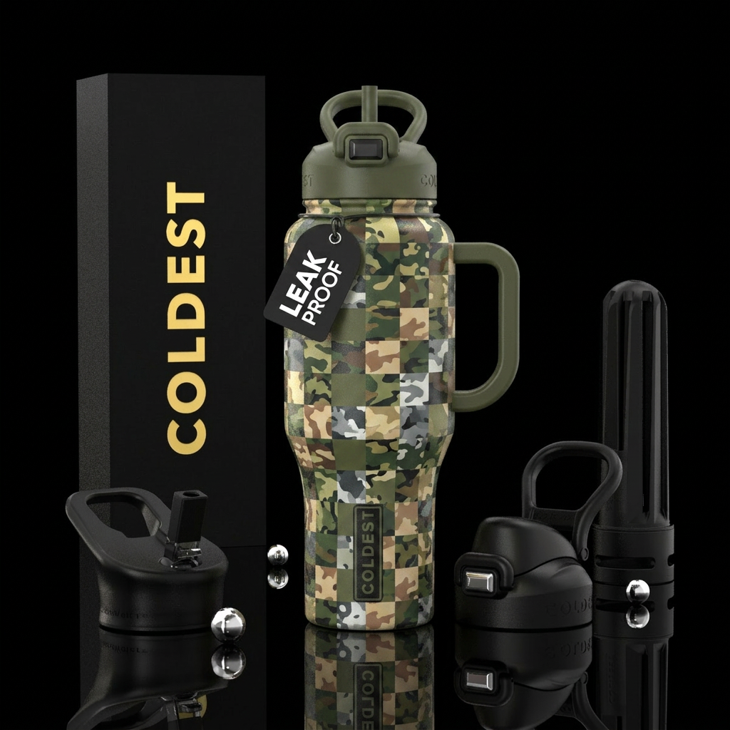 camouflage checkered water bottle design