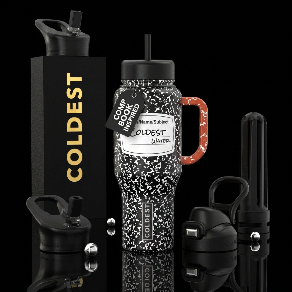 Composition book water bottle design