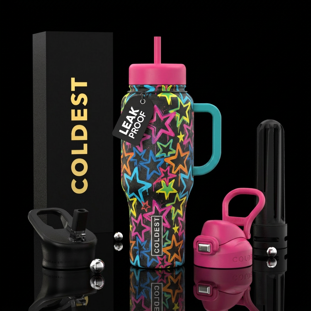 graffiti stars water bottle design