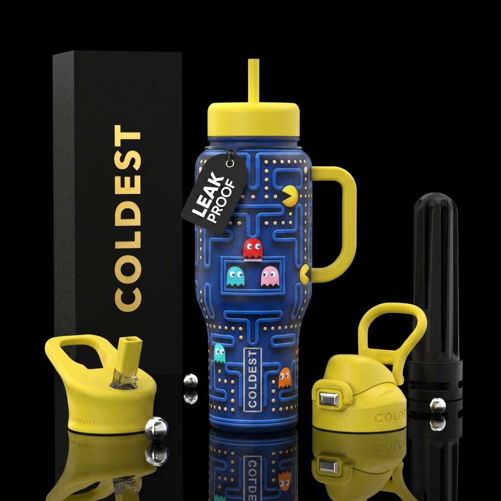 pac-man water bottle design